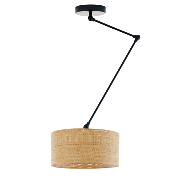 Regulowana lampa wisząca z rattanowym abażurem NEWA BOHO/ czarny stelaż 1036816