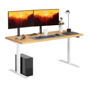 Regulowane biurko dębowe 140×80 cm z elektryczną wysokością 299491