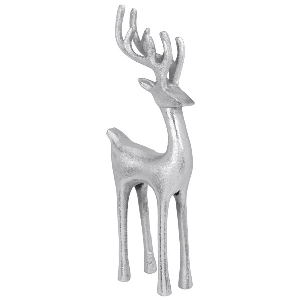 Renifer Figurka Duża Świąteczna Stojąca Dekoracja Ozdoba Srebrna 35 Cm 805390